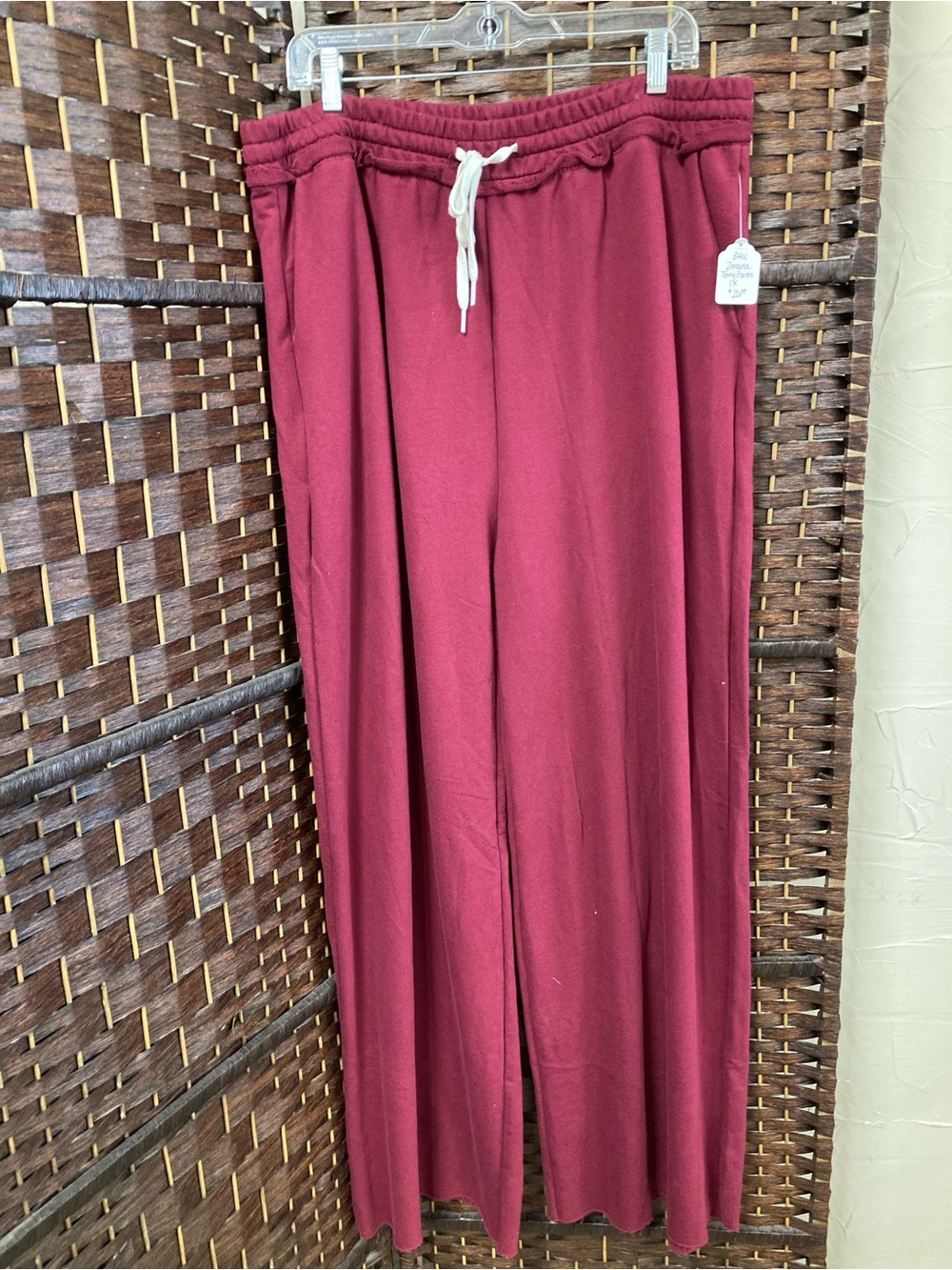 ZENANNA Wide Leg Pants Burgundy Size 3X NWT Loungewear Cozy Athleisure